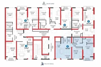 66 м², 3-комн. квартира, 9/16-2