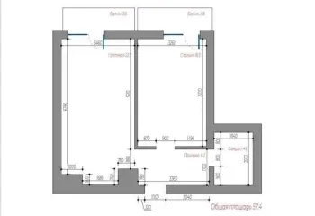 53 м², 2-комн. квартира, 3/14-3