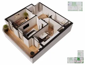 64 m², 2-xonali kvartira, 8/16-1
