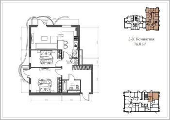 75 м², 3-комн. квартира, 14/14-3