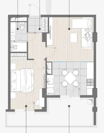 52 м², 2-комн. квартира, 4/14-3