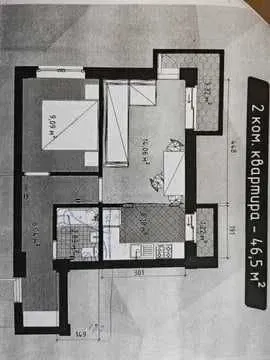 45 м², 2-комн. квартира, 1/8-3