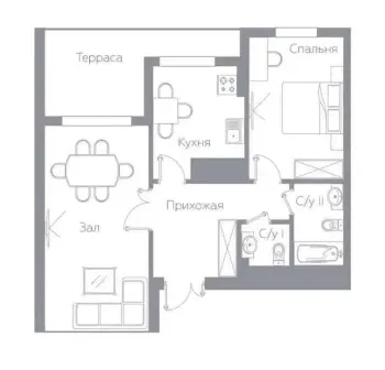 70 m², 2-xonali kvartira, 4/16-1