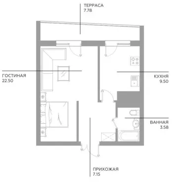 47 м², 2-комн. квартира, 10/16-3