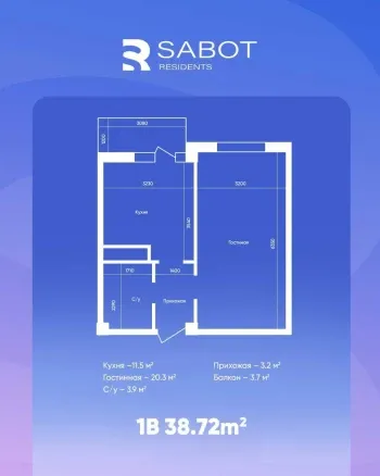 55 m², 2-xonali kvartira, 12/14-2