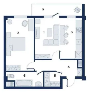 58 м², 2-комн. квартира, 4/9-0