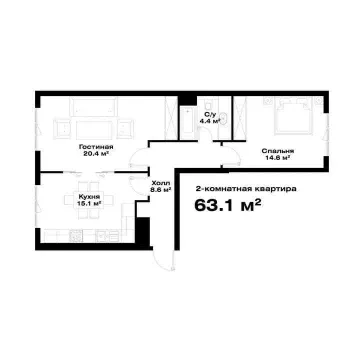 53 m², 2-xonali kvartira, 16/16-2