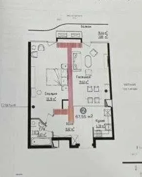 67 м², 2-комн. квартира, 19/27-0