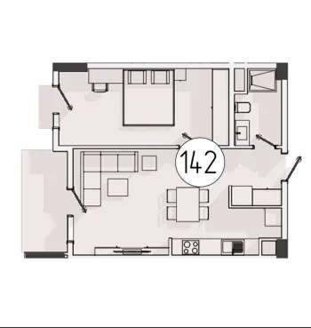 50 м², 2-комн. квартира, 9/16-0