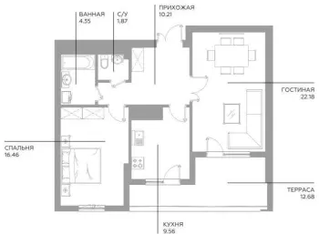 70 м², 3-комн. квартира, 10/15-3