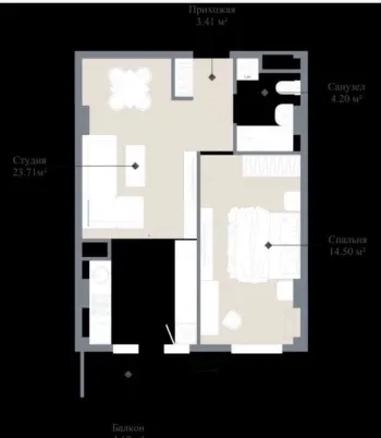 47 м², 2-комн. квартира, 8/14-2