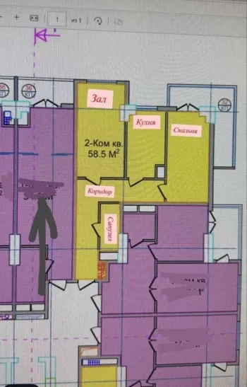 35 м², 1-комн. квартира, 2/16-2