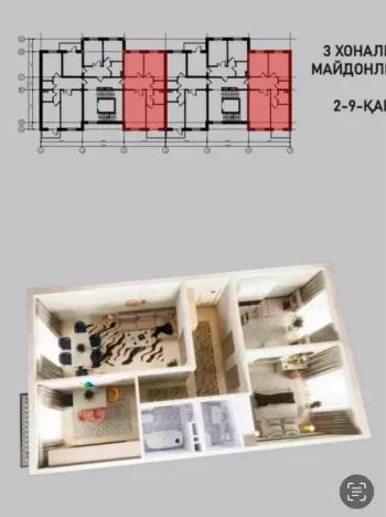 100 м², 3-комн. квартира, 12/12-2