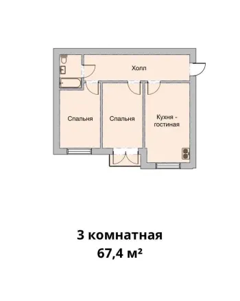 67 м², 3-комн. квартира, 7/9-3