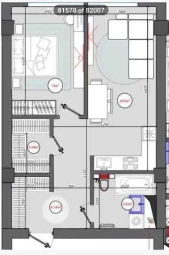64 м², 2-комн. квартира, 7/12-1