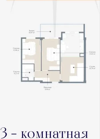 85 м², 3-комн. квартира, 4/14-3