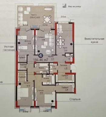 127 м², 4-комн. квартира, 1/12-1