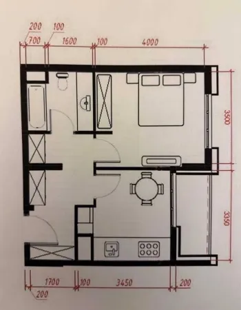 44 m², 1-xonali kvartira, 4/11-2