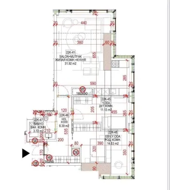 51 м², 3-комн. квартира, 22/51-1