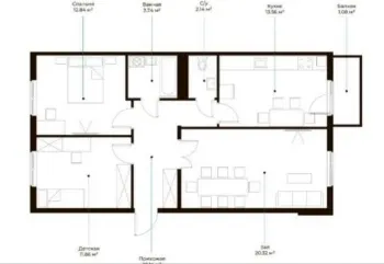 76 м², 3-комн. квартира, 6/9-1