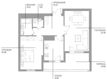71 m², 2-xonali kvartira, 10/15-1