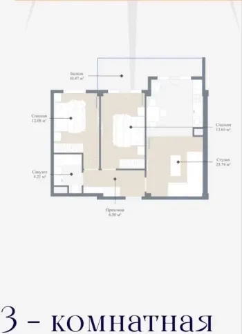 85 м², 3-комн. квартира, 4/14-1