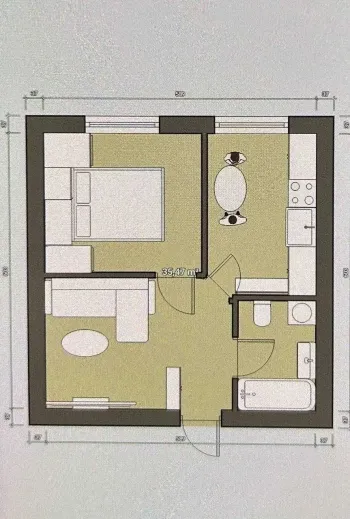 35 м², 2-комн. квартира, 8/12-3