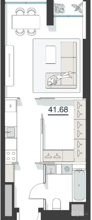 41 м², 2-комн. квартира, 21/23-0