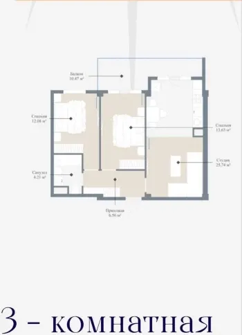 85 м², 3-комн. квартира, 4/14-0