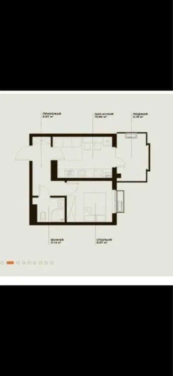 32 м², 1-комн. квартира, 15/15-0