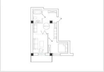 44 м², 2-комн. квартира, 11/14-1