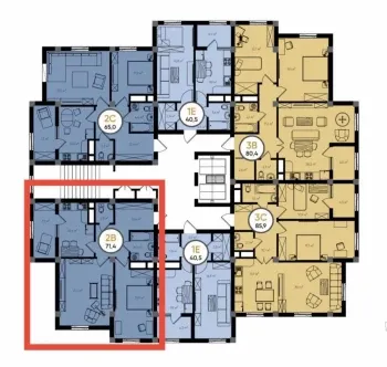 75 м², 2-комн. квартира, 11/14-3