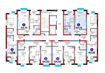 44 m², 1-xonali kvartira, 7/9-1