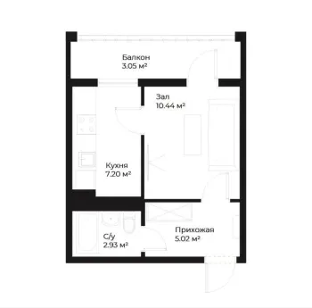 29 м², 1-комн. квартира, 13/16-1