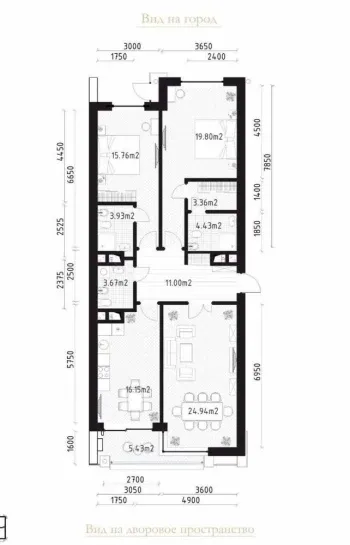 110 м², 4-комн. квартира, 8/8-3