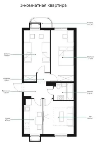 52 m², 3-xonali kvartira, 8/9-0