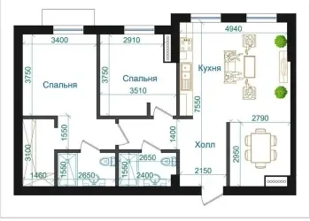 100 м², 4-комн. квартира, 10/10-1