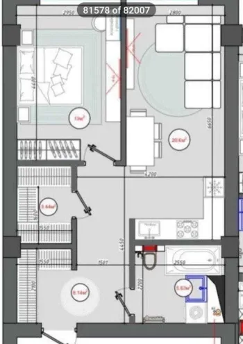 64 м², 2-комн. квартира, 6/10-1