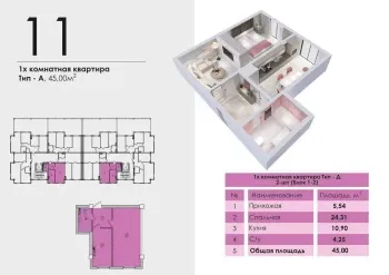 37 м², 1-комн. квартира, 2/9-3