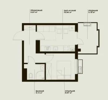 32 м², 1-комн. квартира, 11/16-1