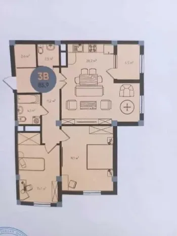 85 м², 3-комн. квартира, 13/14-2