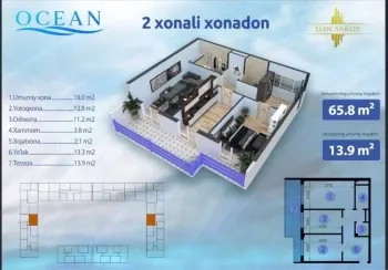 79 m², 2-xonali kvartira, 14/16-1