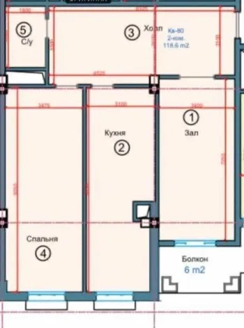118 м², 3-комн. квартира, 12/13-2
