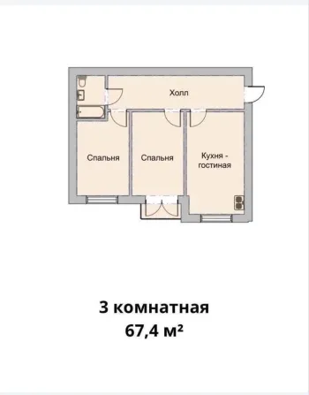 67 м², 3-комн. квартира, 9/19-2