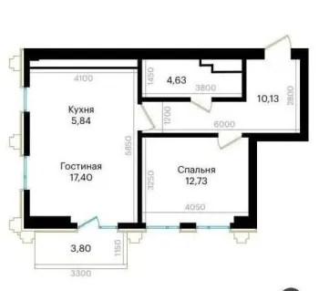 56 м², 2-комн. квартира, 10/12-2