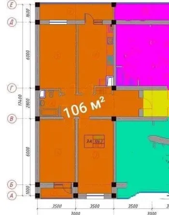 106 m², 3-xonali kvartira, 2/7-3