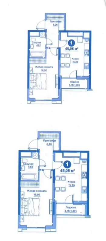 45 м², 1-комн. квартира, 10/13-3