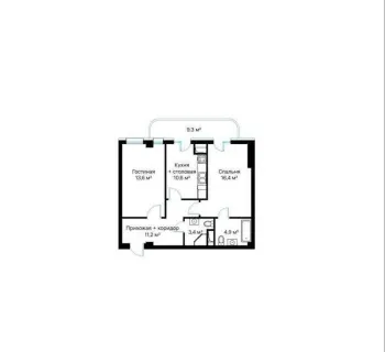 65 м², 3-комн. квартира, 10/13-1