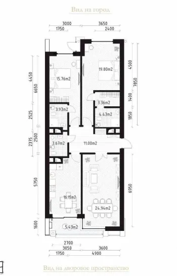 110 м², 3-комн. квартира, 7/7-1