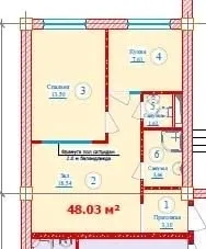 48 м², 1-комн. квартира, 10/1-2